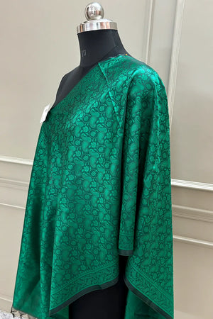 Green Resham Zari Silk Banarasi Stole