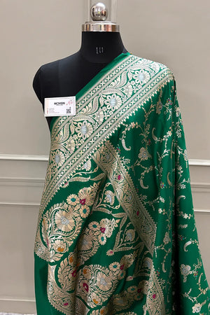 Green Suhani Jaal Katan Silk Banarasi Saree