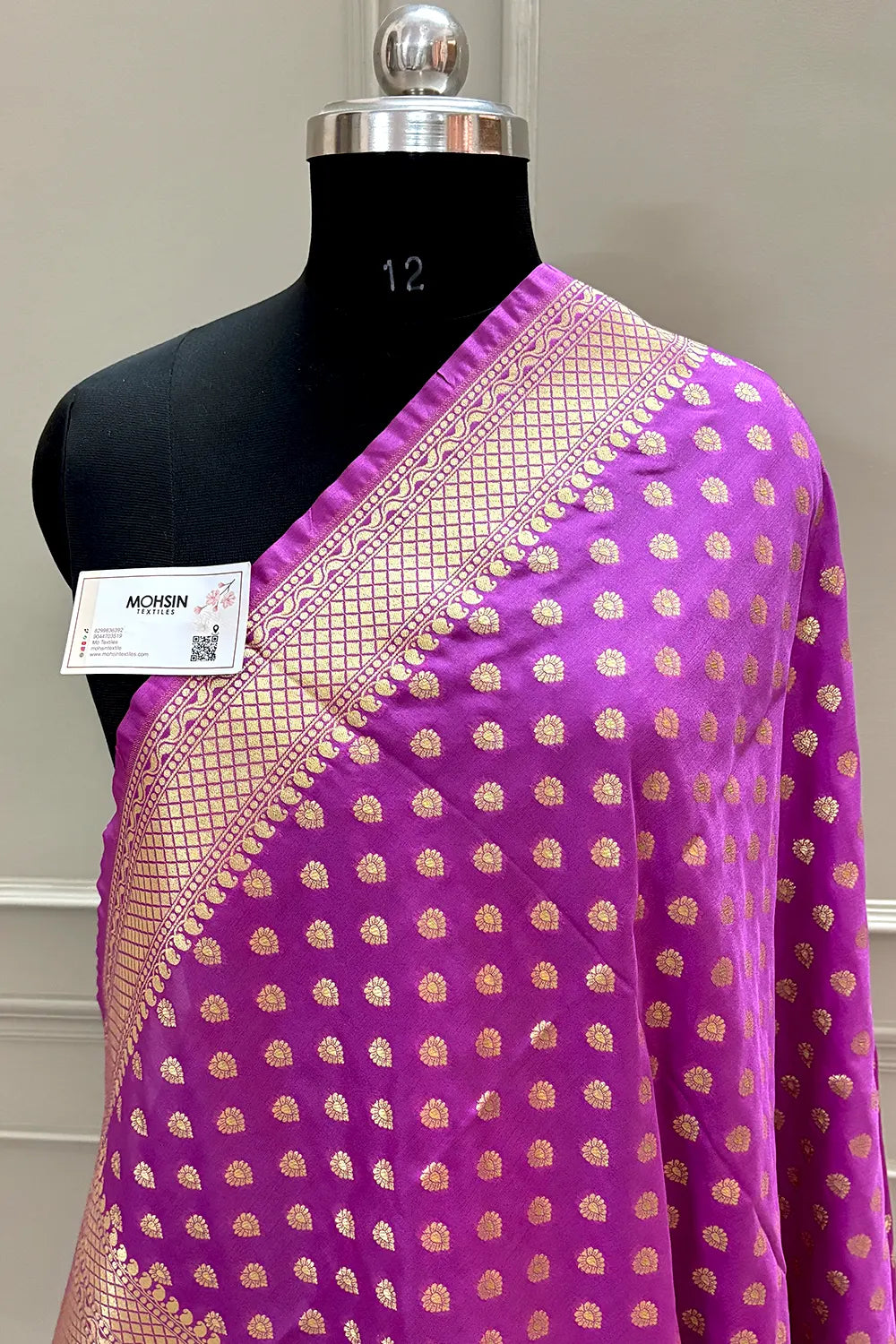 Light Pink Golden Zari Katan Silk Banarasi Dupatta