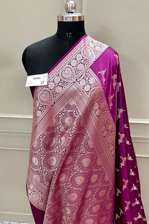 Magenta Golden Zari Katan Silk Banarasi Saree
