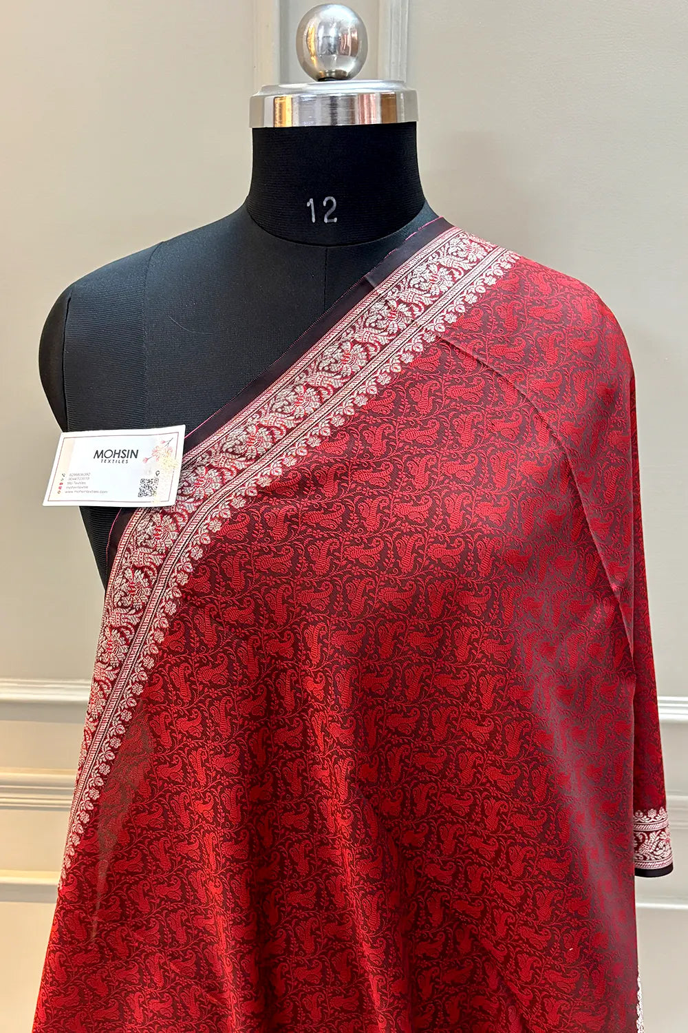 Maroon Resham Zari Silk Banarasi Stole