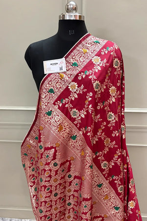 Maroon Resham Zari Silky Banarasi Saree