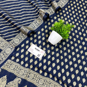 Navy Blue Jaguar Kalli Georgette Silk Banarasi Suit