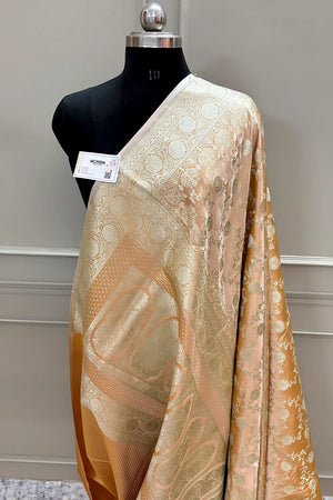 Peach Surajmukhi Jaal Katan Silk Banarasi Saree