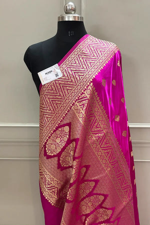 Pink Chagan Patti Katan Silk Banarasi Saree