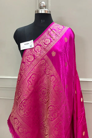 Pink Golden Zari Katan Silk Banarasi Saree