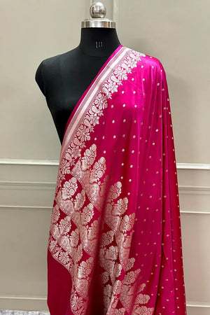 Pink Hawahawai Buti Katan Silk Banarasi Saree