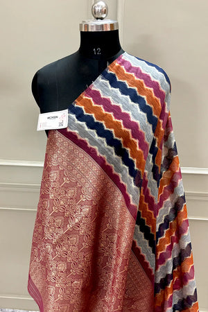 Pink Resham Zari Chanderi Silk Banarasi Saree