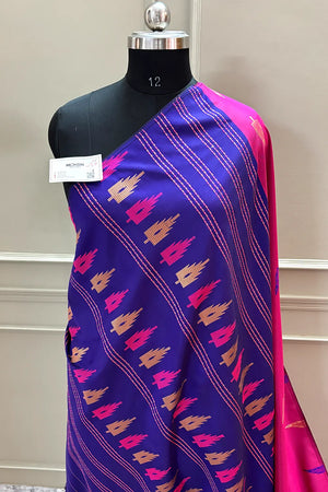 Pink and Blue Resham Zari Banarasi Silk Saree