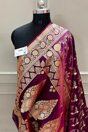 Purple Floranza Katan Silk Banarasi Saree