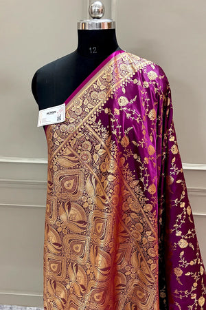 Purple Jangla Katan Silk Banarasi Saree