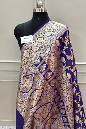 Purple Miracle Jaal Katan Silk Banarasi Saree