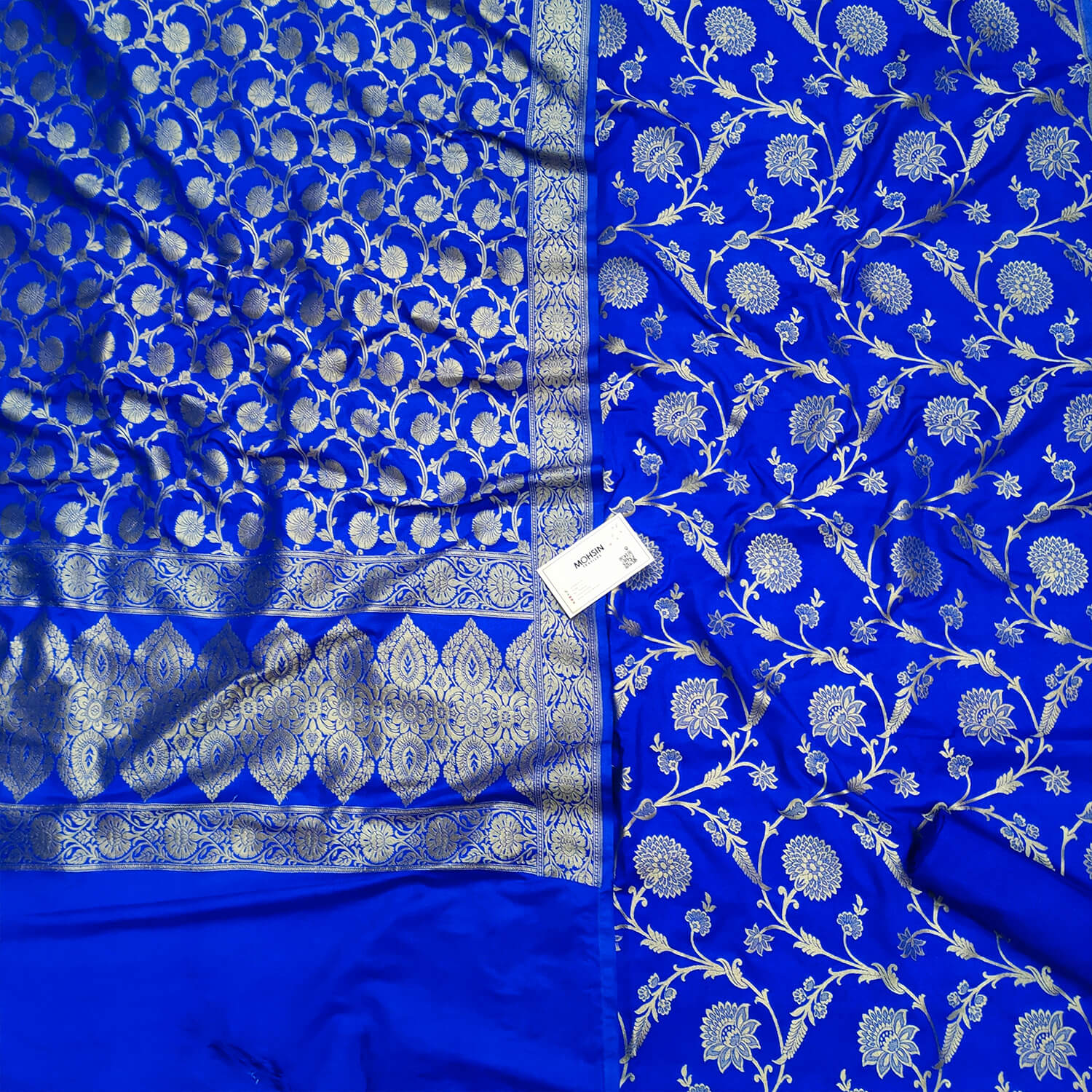 Royal Blue Golden Zari Katan Silk Banarasi Suit