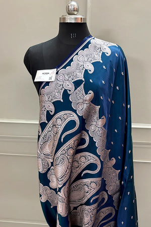 Teal Deepak Buti Katan Silk Banarasi Saree