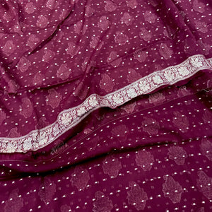 Wine Golden Zari Georgette Silk Banarasi Suit