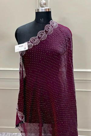 Wine Siroski Stone Jimmy Choo Saree