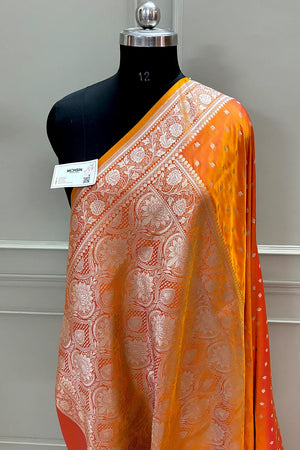 Yellow Golden Zari Katan Silk Banarasi Saree