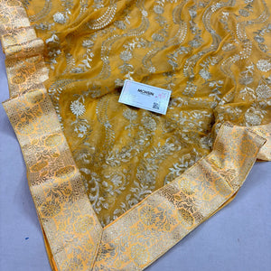 Yellow Golden Zari Kimkhab Silk Banarasi Gharara
