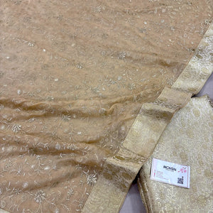 Beige Golden Zari Kimkhab Silk Banarasi Gharara