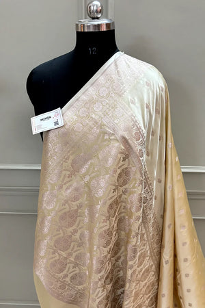 Yellow Flying Buti Katan Silk Banarasi Saree