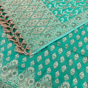 Sea Green Hukum Fire Cotton Silk Banarasi Suit