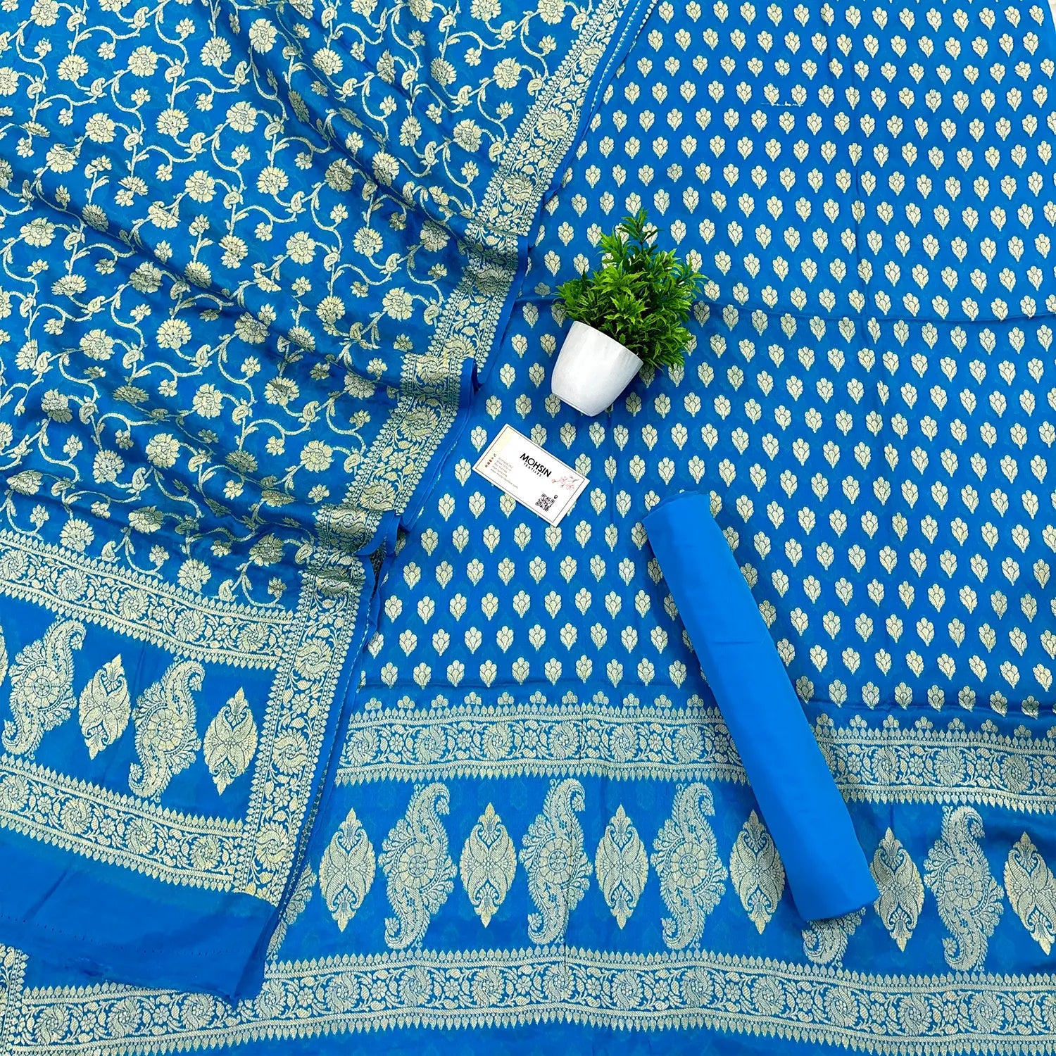 Firozi Jaguar Kalli Georgette Silk Banarasi Suit