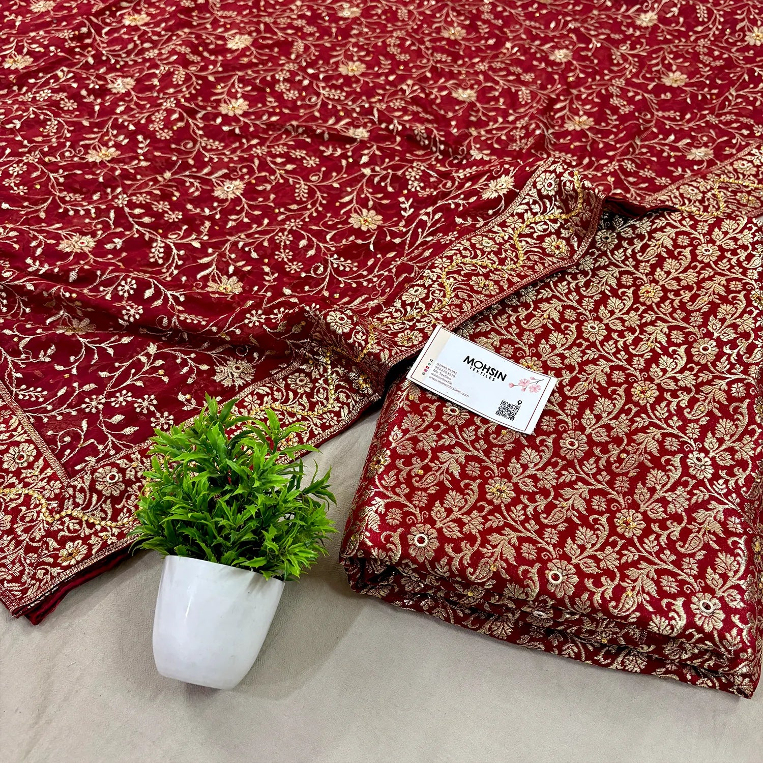 Maroon Stone Work Kimkhab Silk Banarasi Gharara