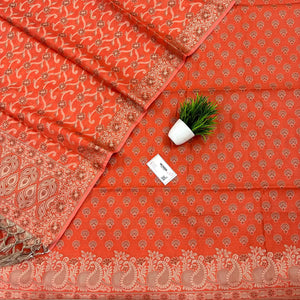 Orange Kacchi Carry Saleeb Cotton Silk Banarasi Suit