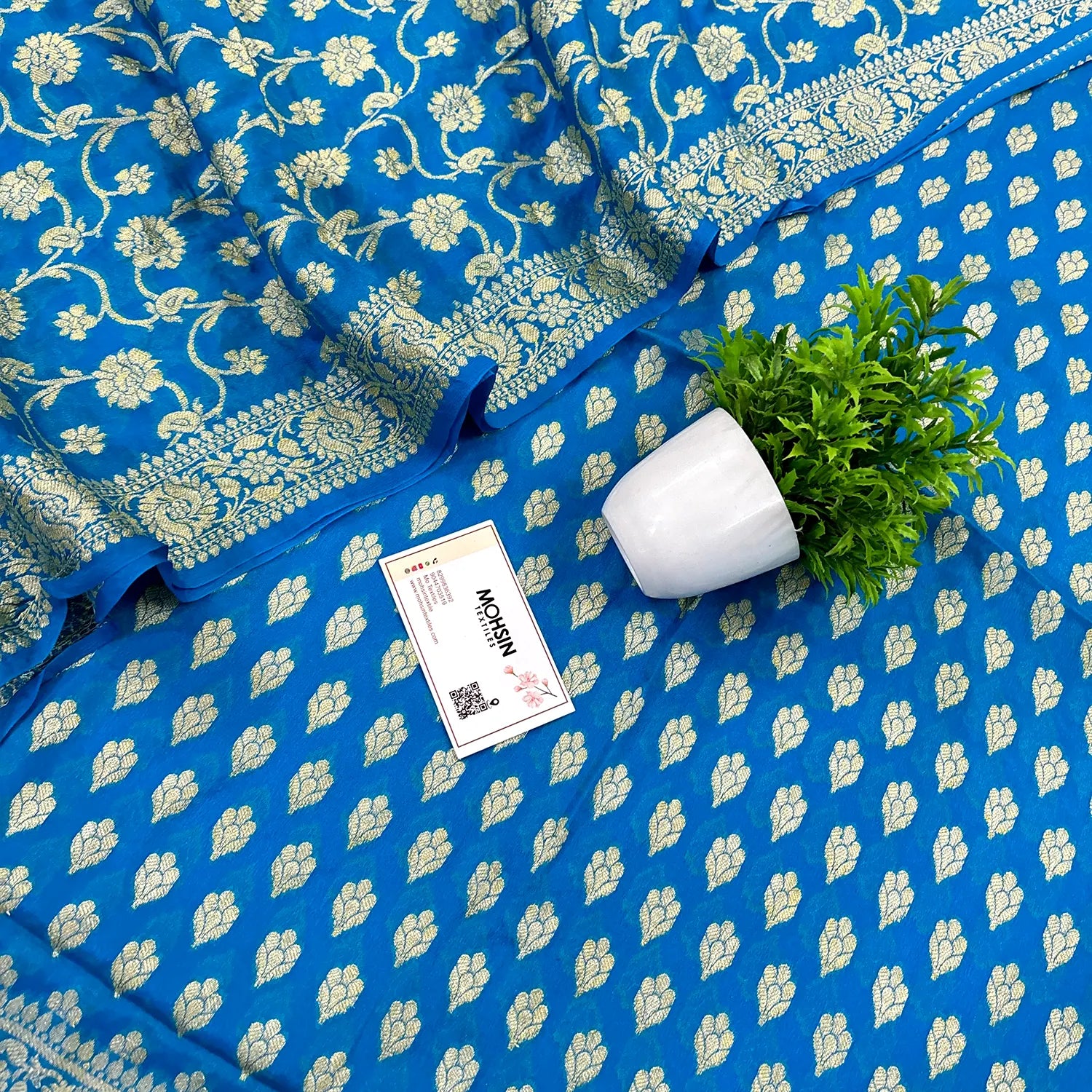 Firozi Jaguar Kalli Georgette Silk Banarasi Suit