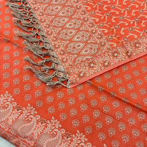 Orange Kacchi Carry Saleeb Cotton Silk Banarasi Suit