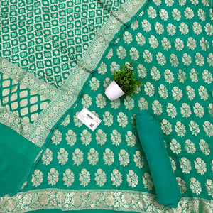 Sea Green Guldasta Pure Georgette Silk Banarasi Suit
