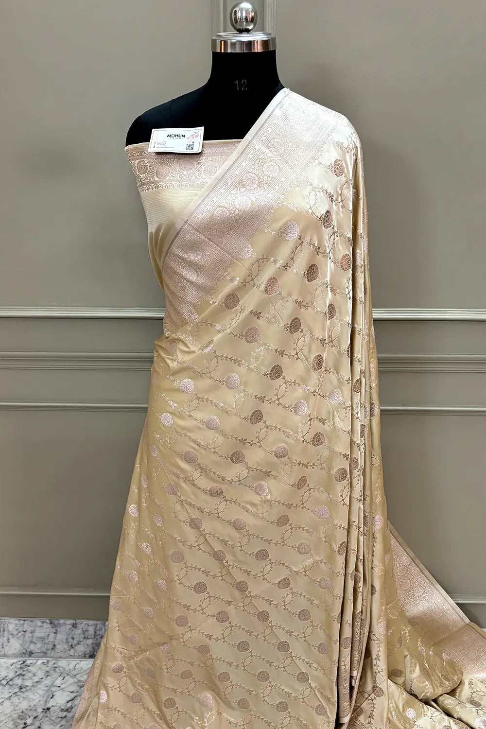 Yellow Ropeway Jaal Katan Silk Banarasi Saree