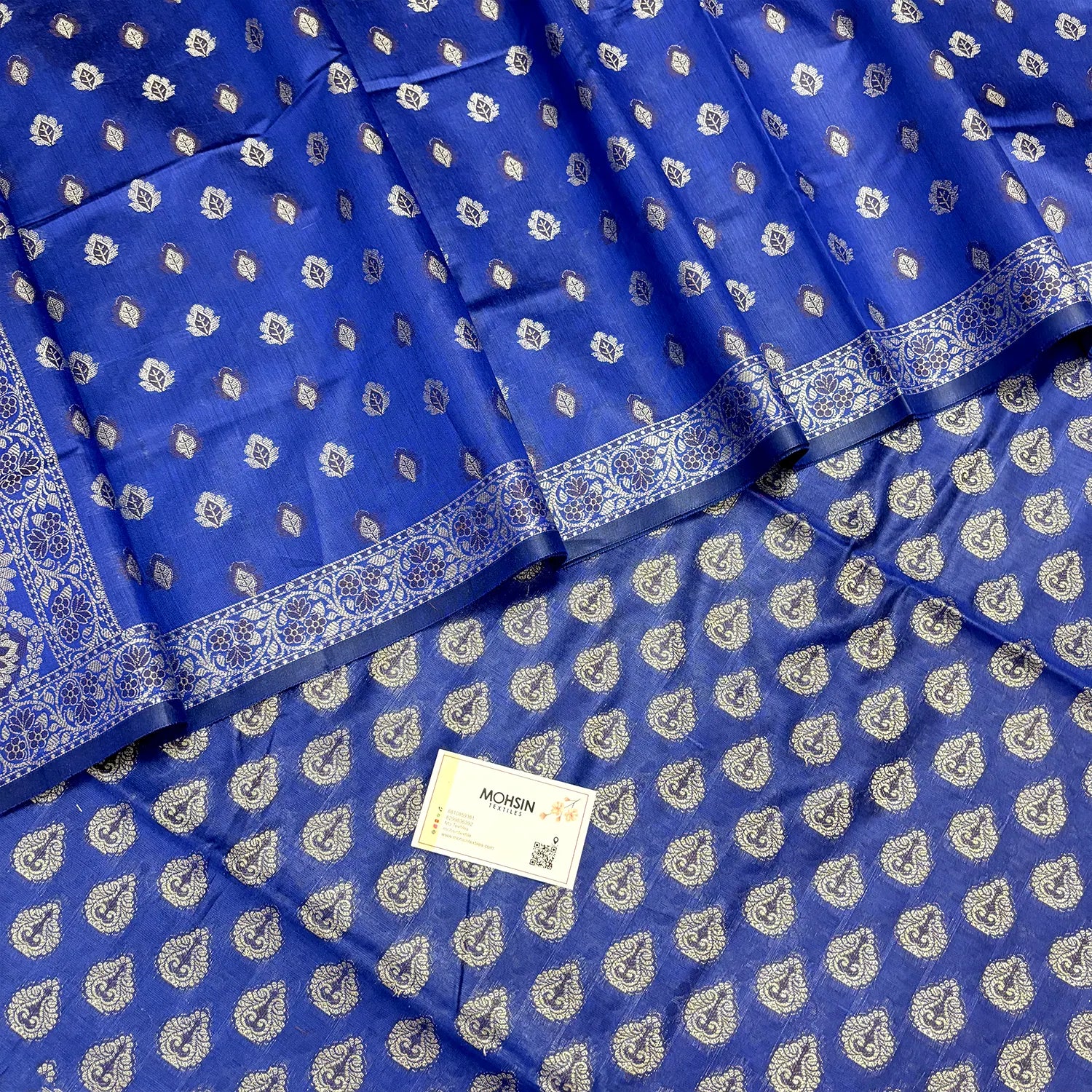 Blue Surahi Jini Cotton Silk Banarasi Suit