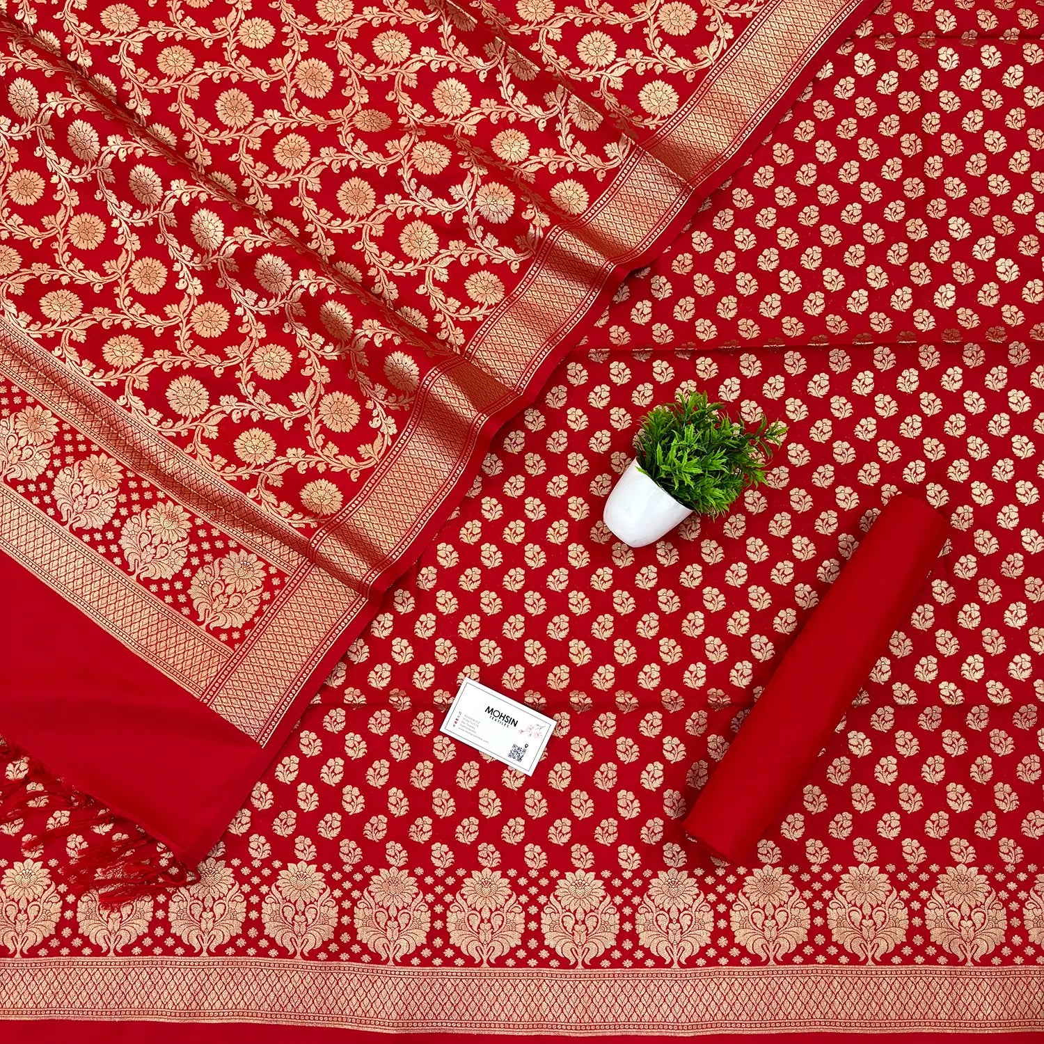Red Guldaan Fool Katan Silk Banarasi Suit