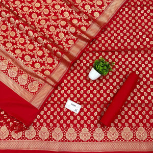 Red Guldaan Fool Katan Silk Banarasi Suit