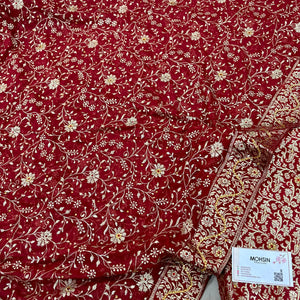 Maroon Stone Work Kimkhab Silk Banarasi Gharara