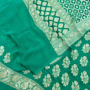 Sea Green Guldasta Pure Georgette Silk Banarasi Suit