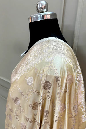 Yellow Ropeway Jaal Katan Silk Banarasi Saree