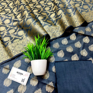 Grey Kalgha Buti Banarasi Silk Suit