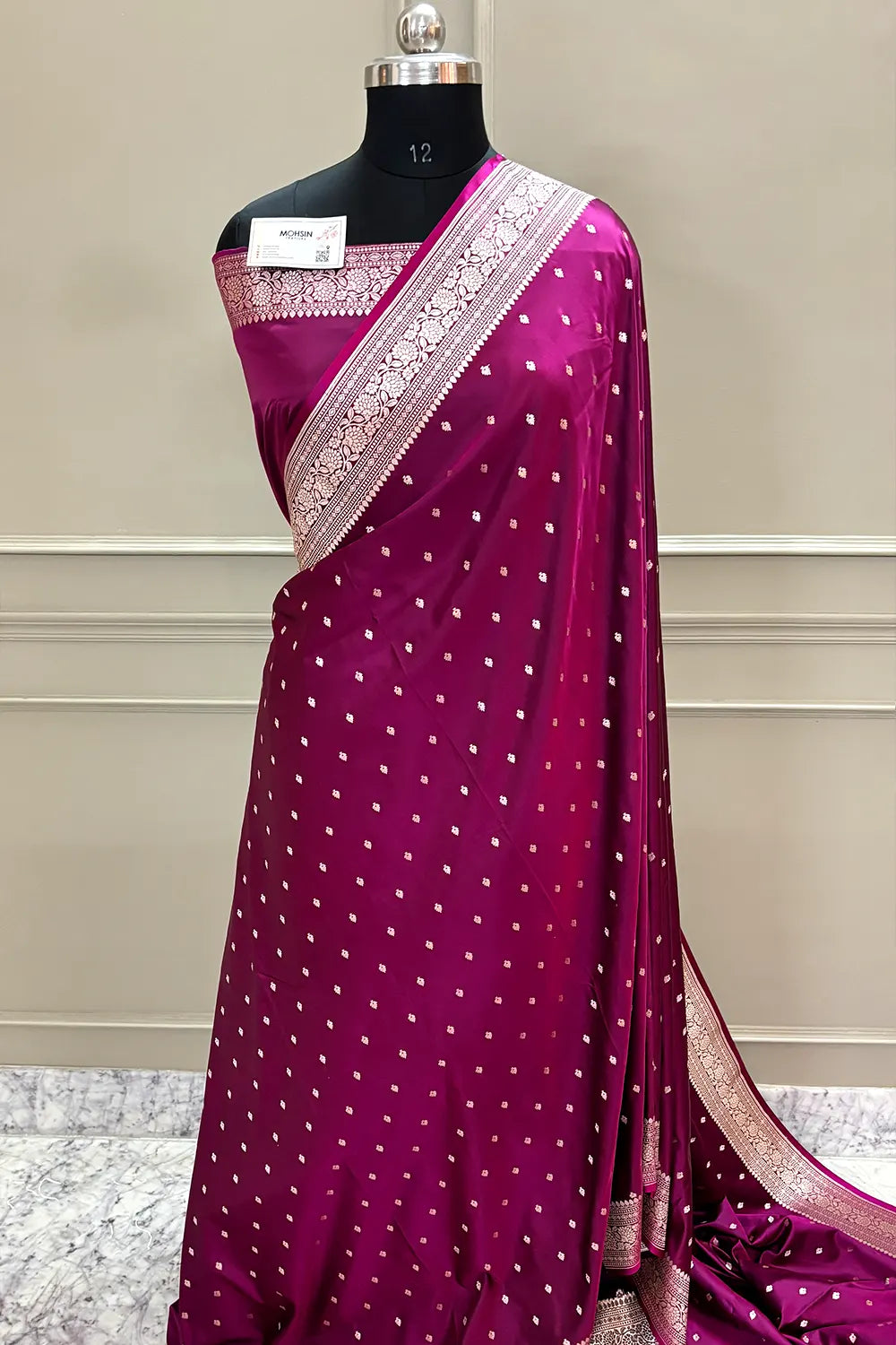 Purple Wine Chitrani Buti Katan Silk Banarasi Saree