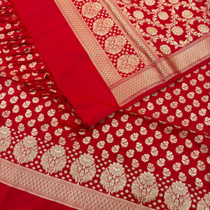 Red Guldaan Fool Katan Silk Banarasi Suit
