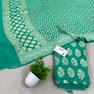 Sea Green Guldasta Pure Georgette Silk Banarasi Suit