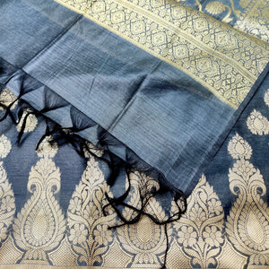 Grey Kalgha Buti Banarasi Silk Suit