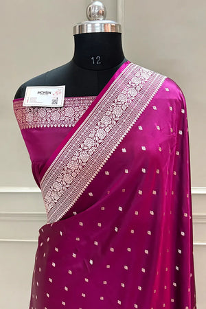 Purple Wine Chitrani Buti Katan Silk Banarasi Saree