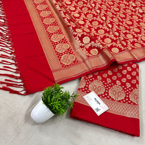 Red Guldaan Fool Katan Silk Banarasi Suit