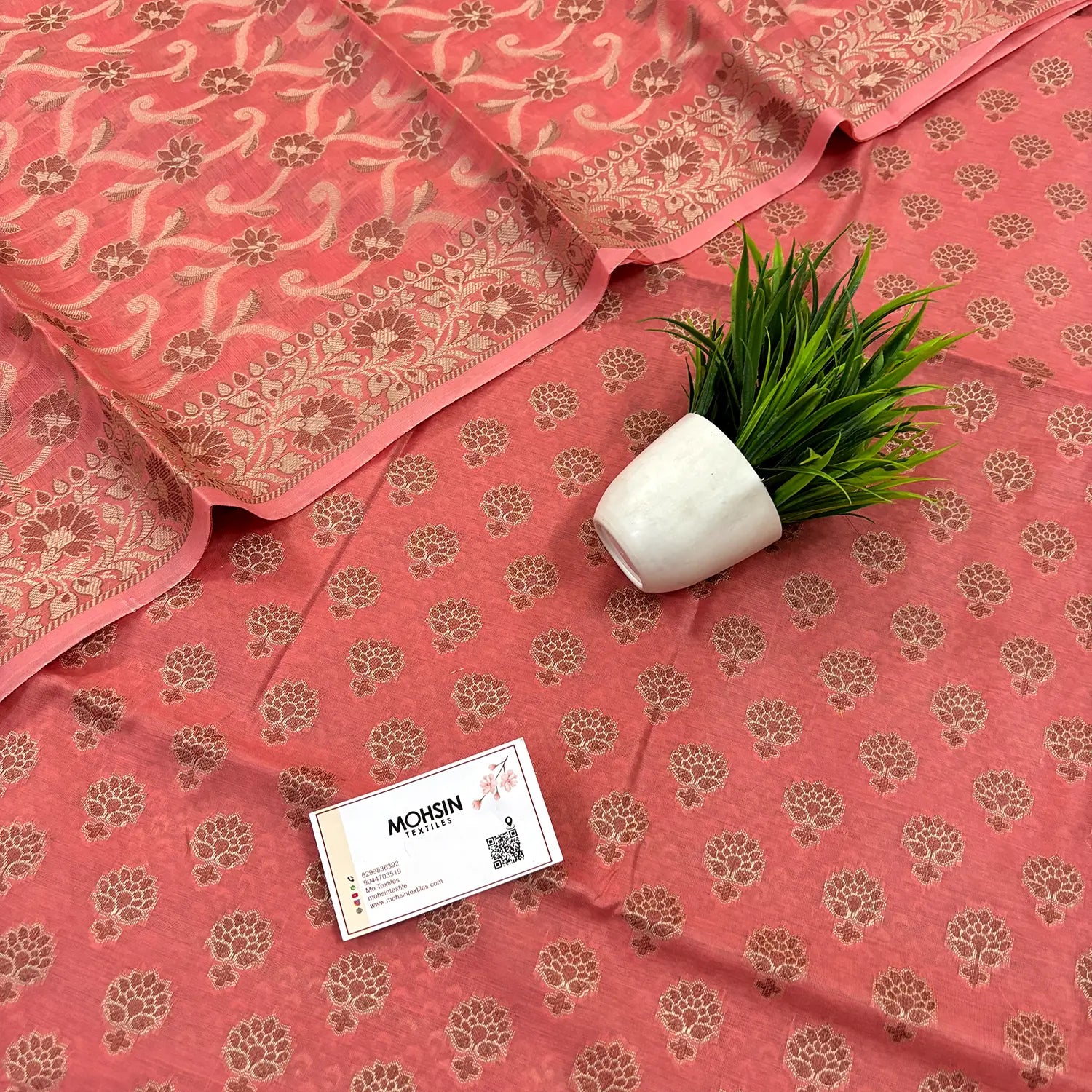 Peach Kacchi Carry Saleeb Cotton Silk Banarasi Suit