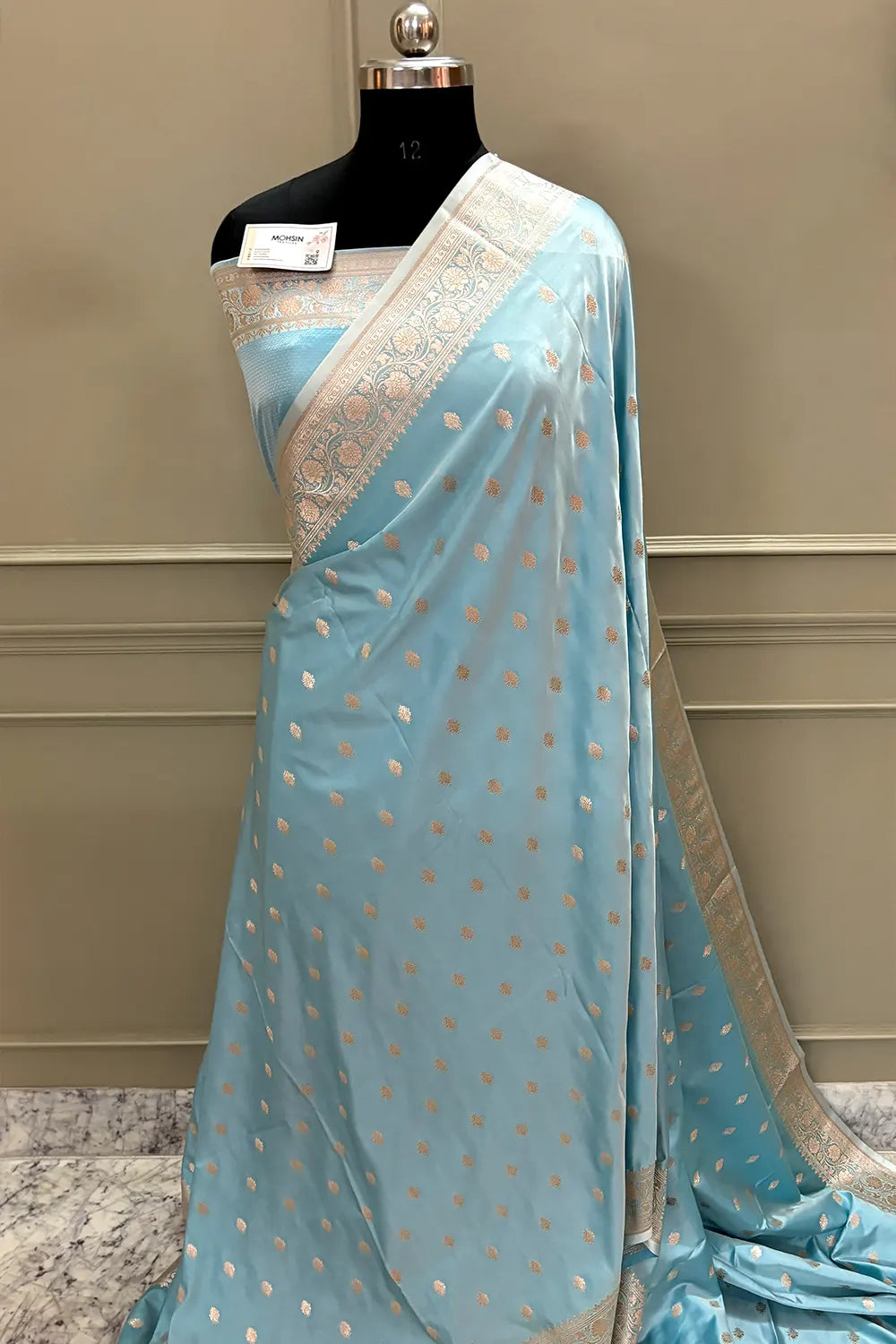 Firozi Flying Buti Katan Silk Banarasi Saree