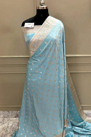 Firozi Flying Buti Katan Silk Banarasi Saree