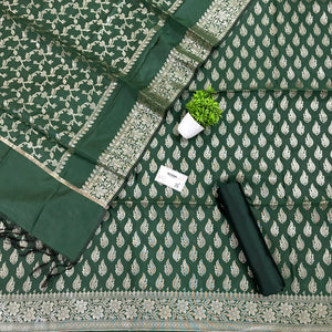 Bottle Green Agnipath Buti Satin Silk Banarasi Suit