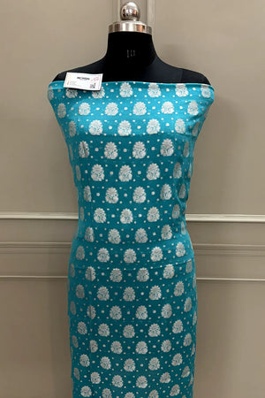 Firozi Golden Zari Pure Georgette Silk Banarasi Suit